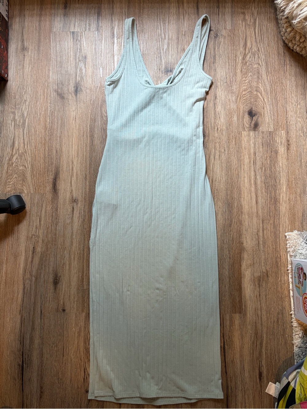 Women’s Light Blue Billabong Reversible Twisted Ribbed Midi Tank Dress w/ slit